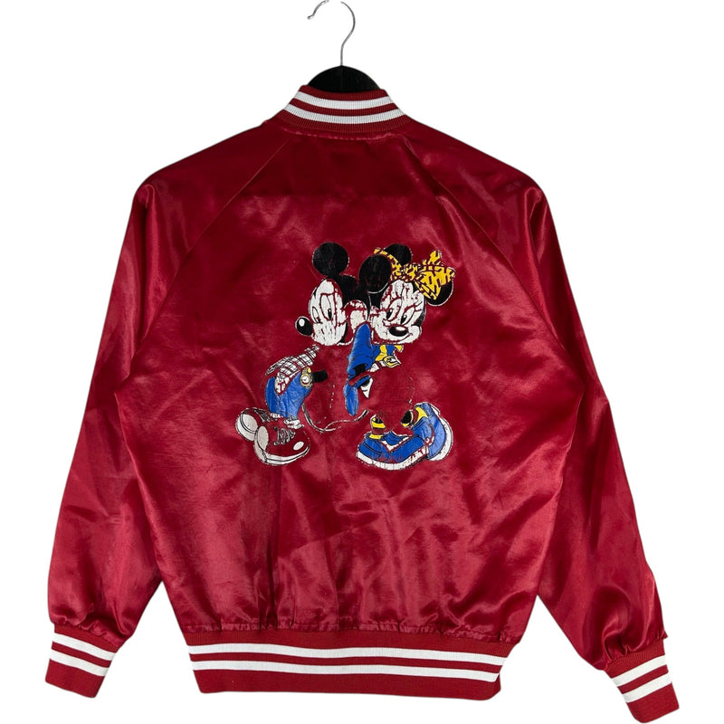 Vintage Disney "Mickey + Minnie" Satin Bomber Jacket 90s