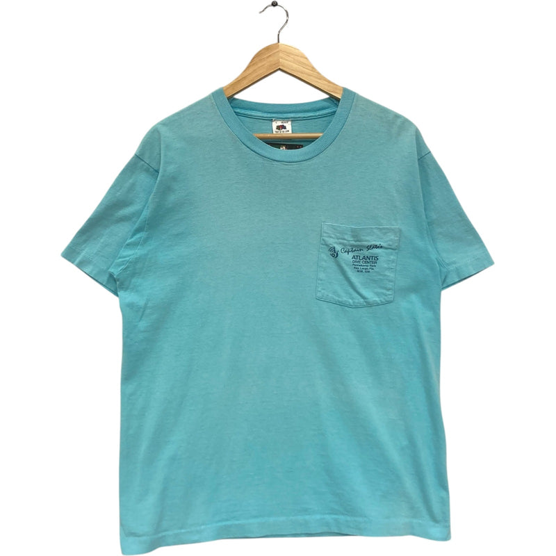 Vintage Captain Slates Atlantis Dive Center Pocket Tee