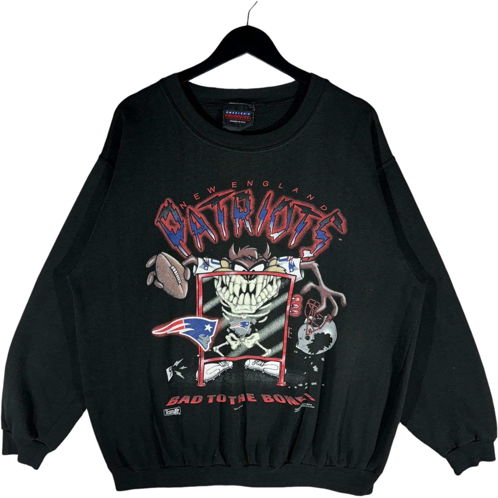 Vintage New England Patriots "Bad To The Bone" Taz Crewneck