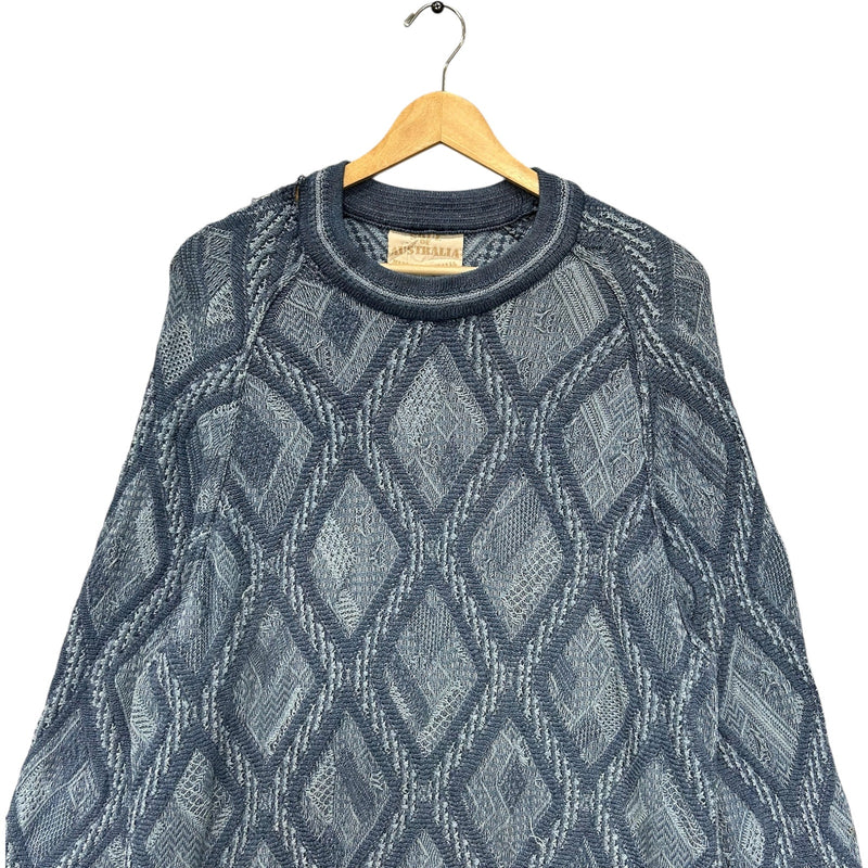 Vintage 3D Argyle Patterned Textured Pullover Sweater