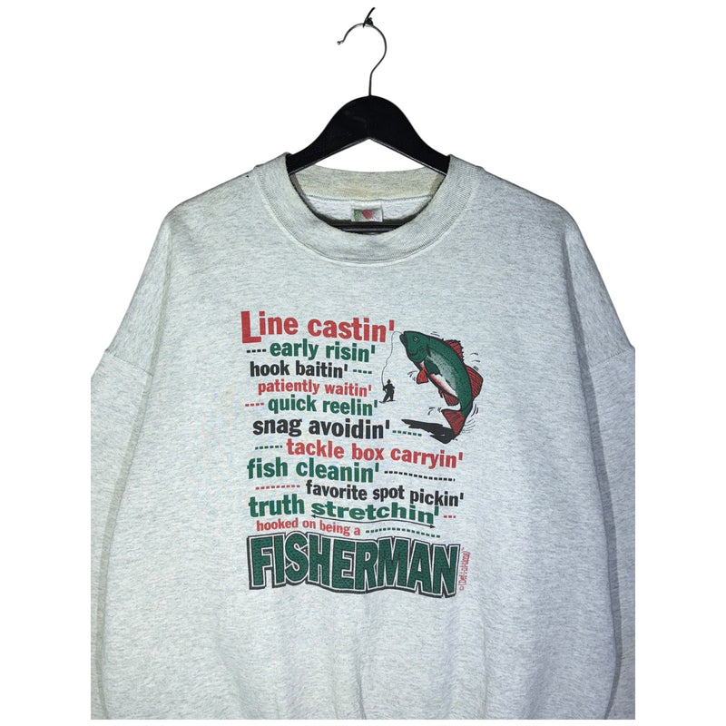 Vintage Hooked on Being a Fisherman Graphic Crewneck