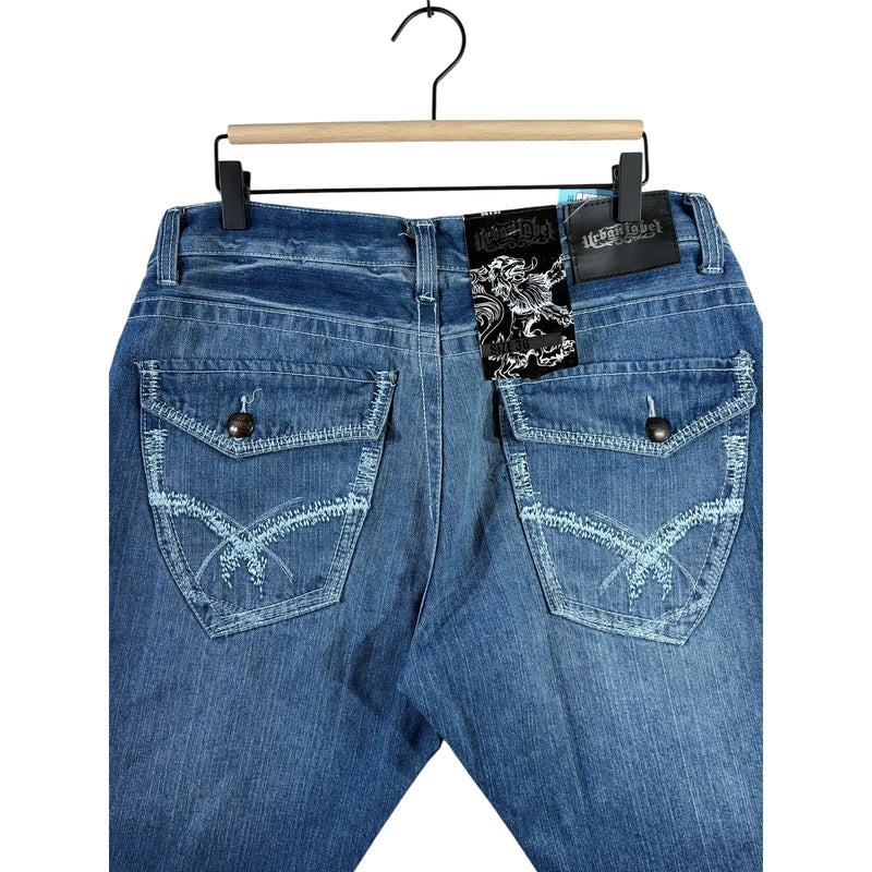 Vintage Urban Label Denim Whiskering Shorts 36