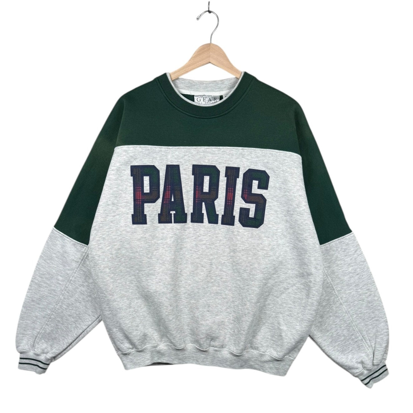 Vintage Gear Tartan Paris Embroidered Sweatshirt Crewneck