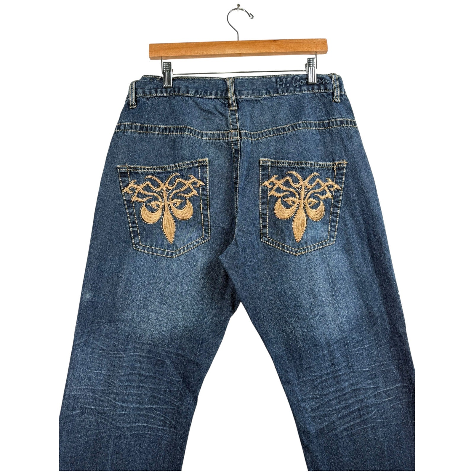Vintage M.Gordon Embroidered Pockets Straight Denim Jeans 36x30