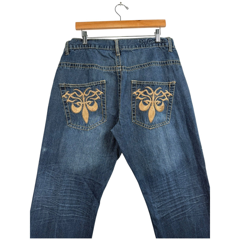 Vintage M.Gordon Embroidered Pockets Straight Denim Jeans 36x30