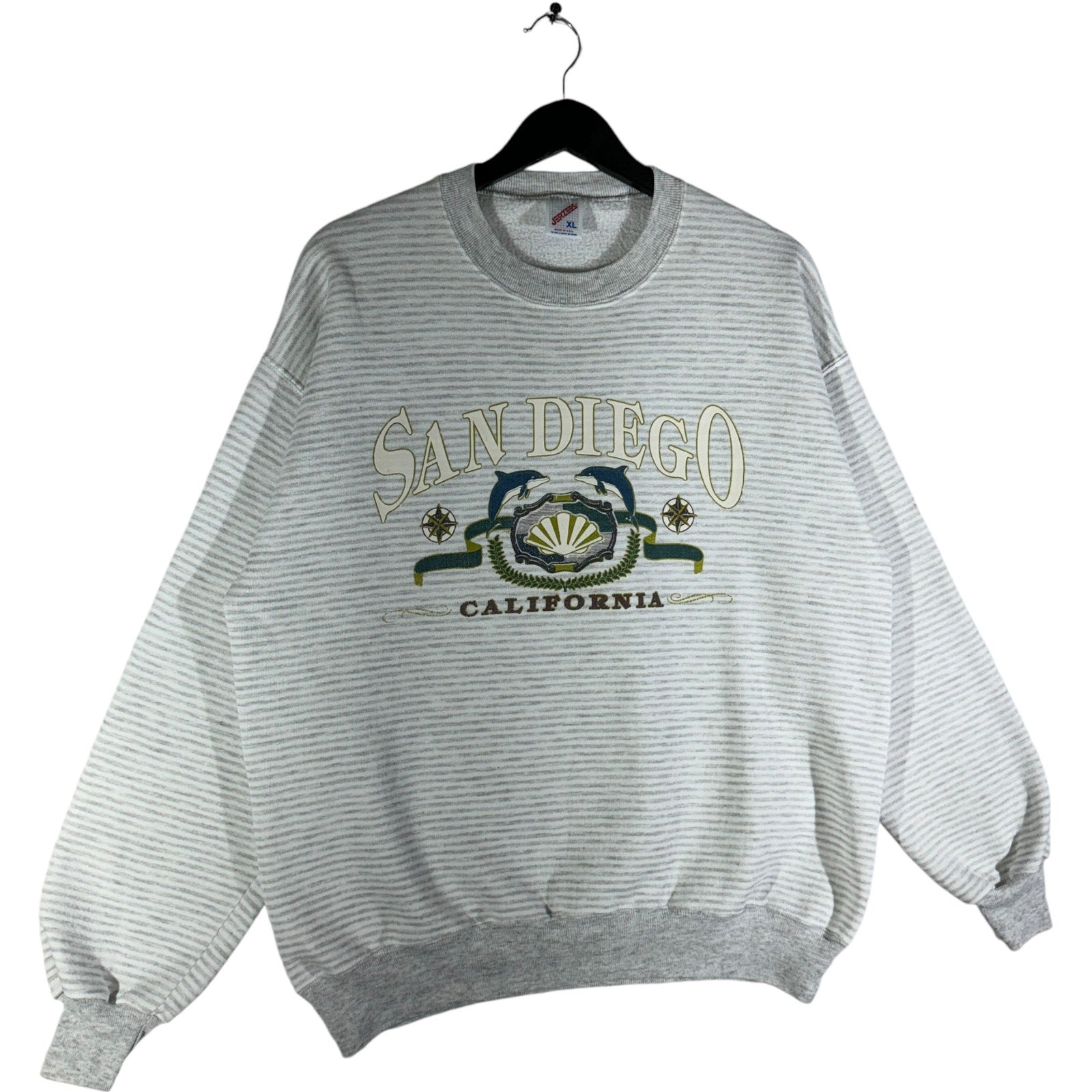 Vintage San Diego California Striped Souvenir Crewneck 90s