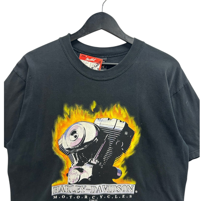 Vintage Harley Davidson Motorcycles Flaming Engine Tee