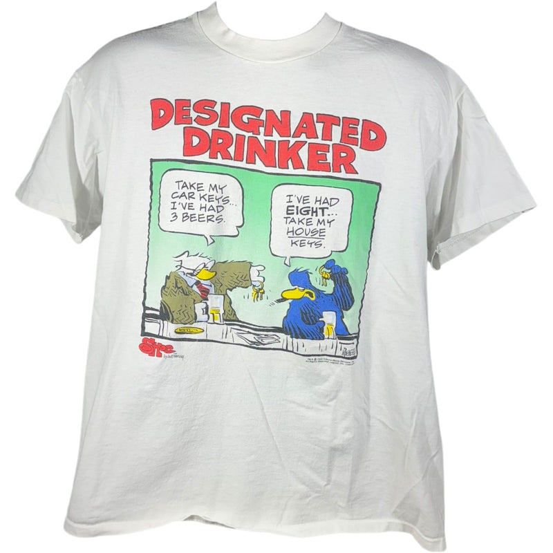 Vintage "Designated Drinker" Comic Humour Tee 90s