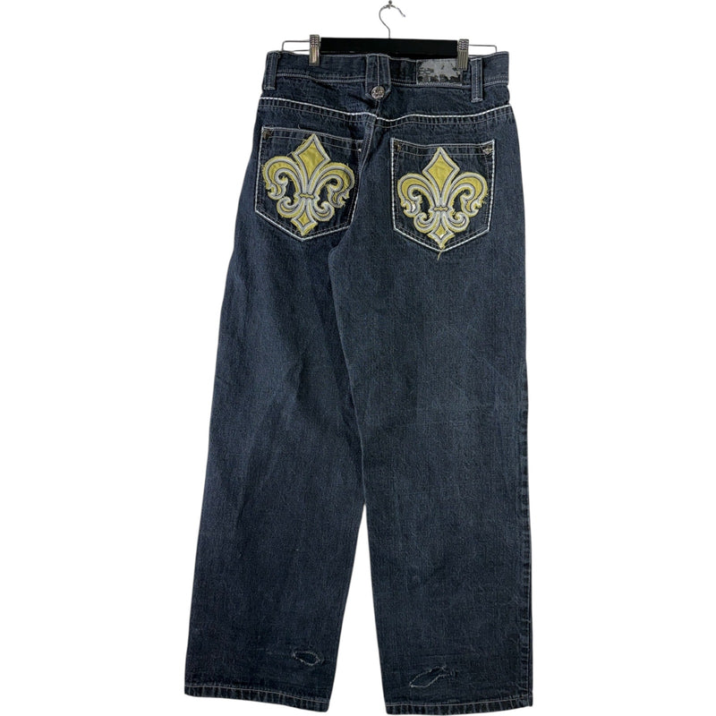Vintage Basic Code Y2K Wide Leg Denim Jeans 34x32