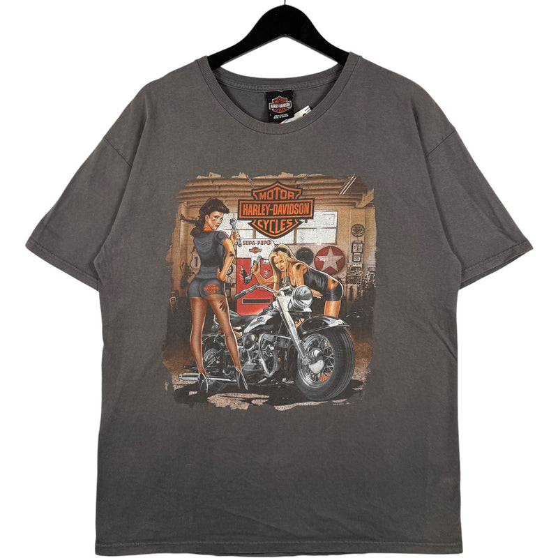 Vintage Harley Davidson Pin-up Mechanic Girls Tee