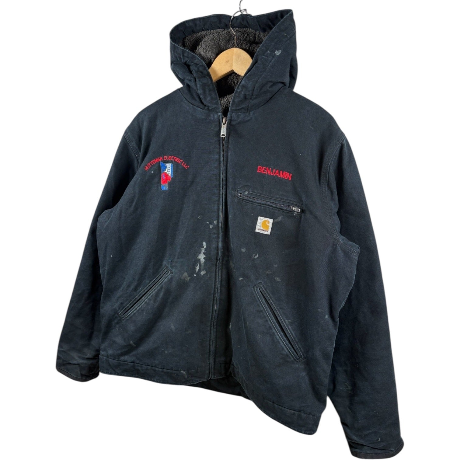 Vintage Carhartt Distressed Full Zip Hooded Workwear Jacket