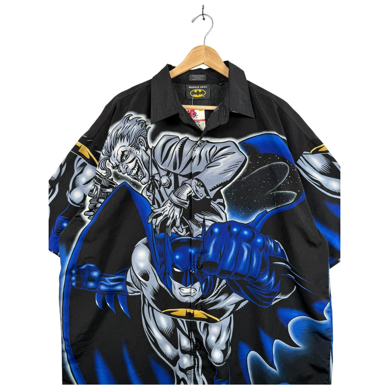 Vintage Batman Joker All Over Print Short Sleeve Button Up