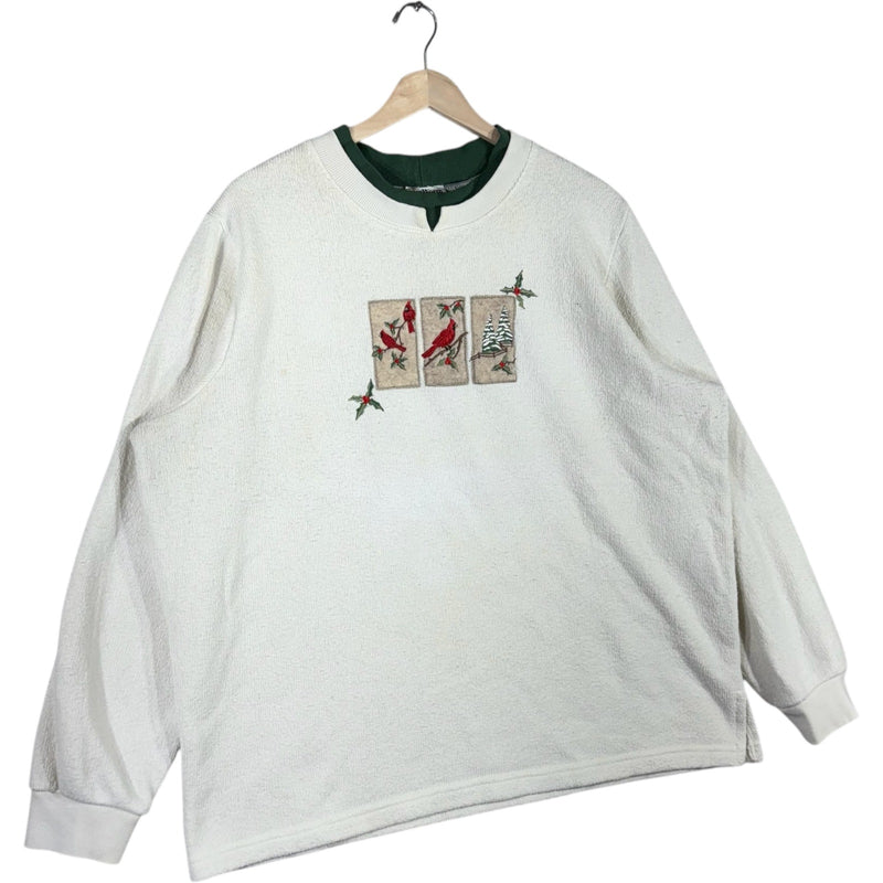 Vintage Embroidered Cardinals Nature Crewneck