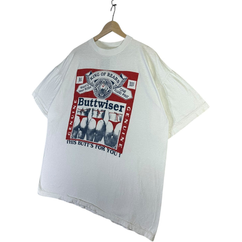 Vintage Buttwiser Parody Beer Label T-Shirt