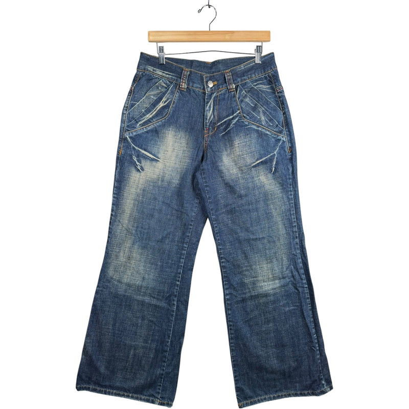Vintage Utility Wide Leg Denim Jeans 32