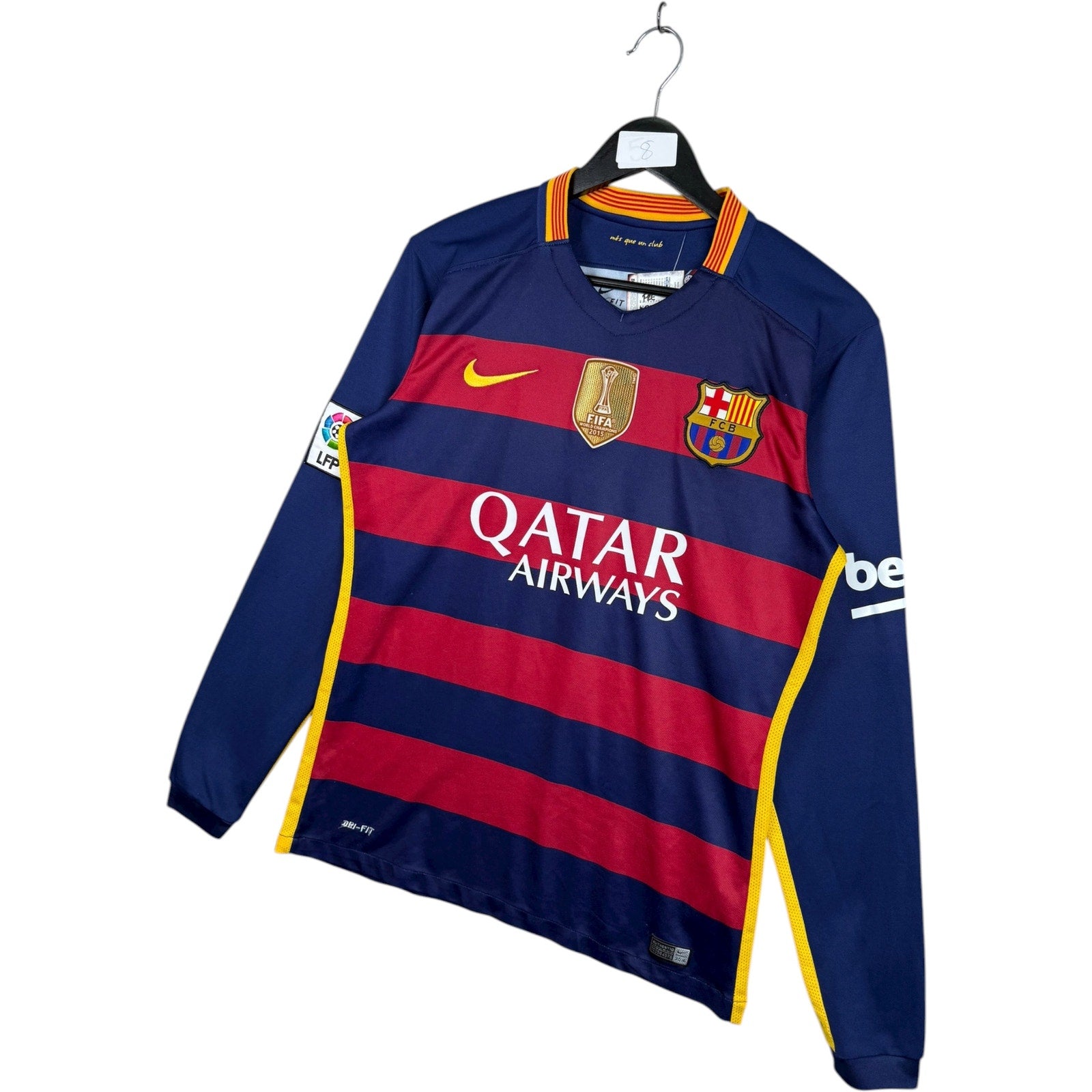 Vintage FC Barcelona Nike Qatar Airways 2015 FIFA Soccer Jersey