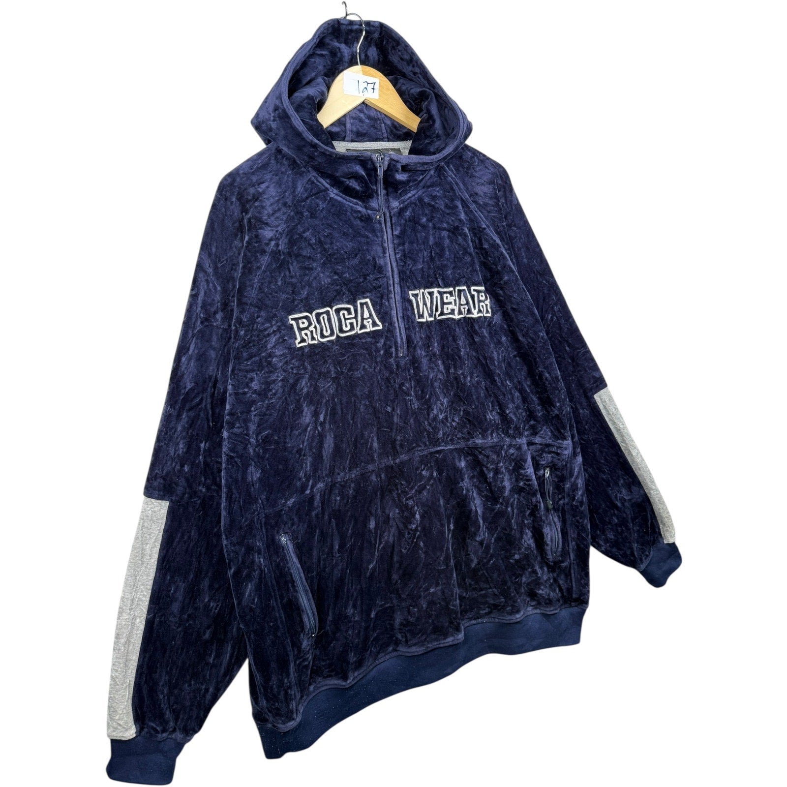 Vintage Rocawear Velvet  1/2 Zip Pullover Hoodie