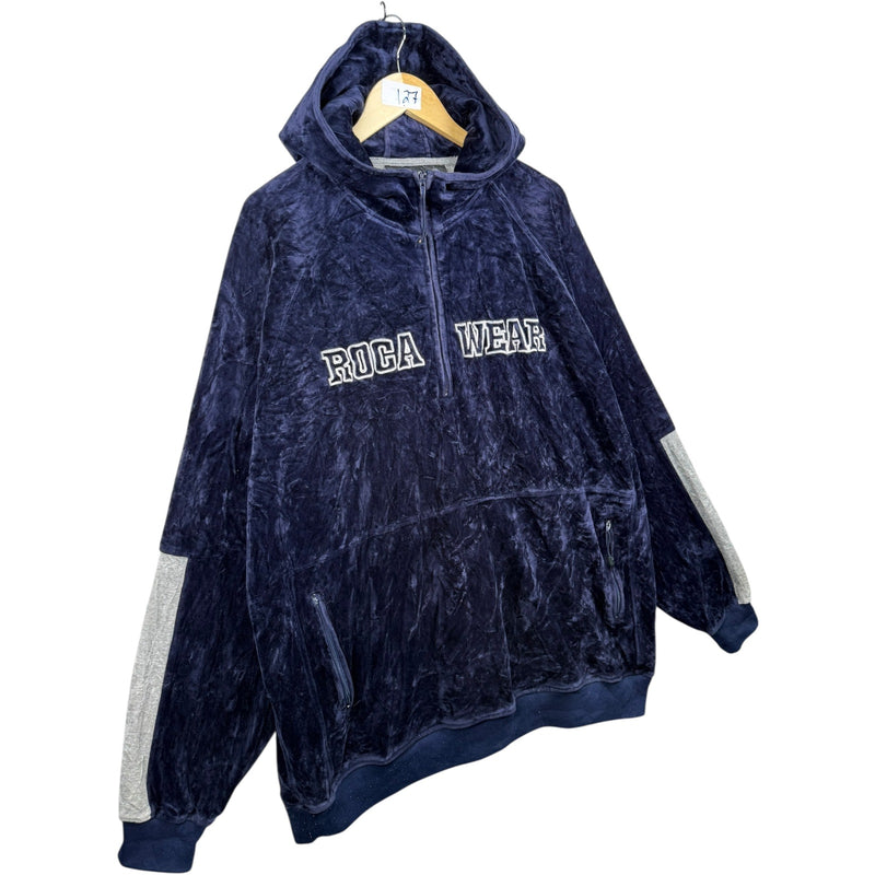 Vintage Rocawear Velvet  1/2 Zip Pullover Hoodie