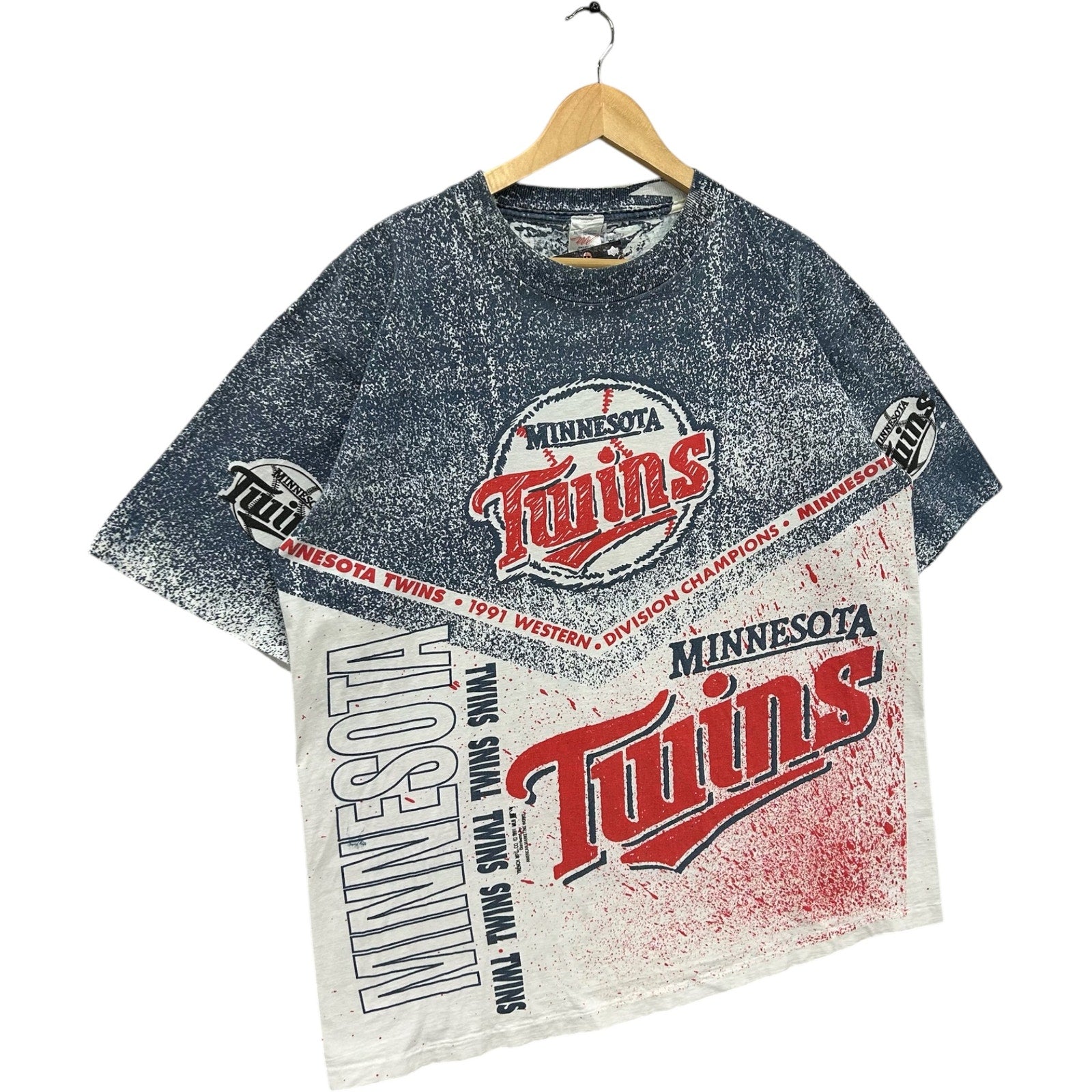 Vintage Minnesota Twins Spellout Double Sided AOP MLB Tee