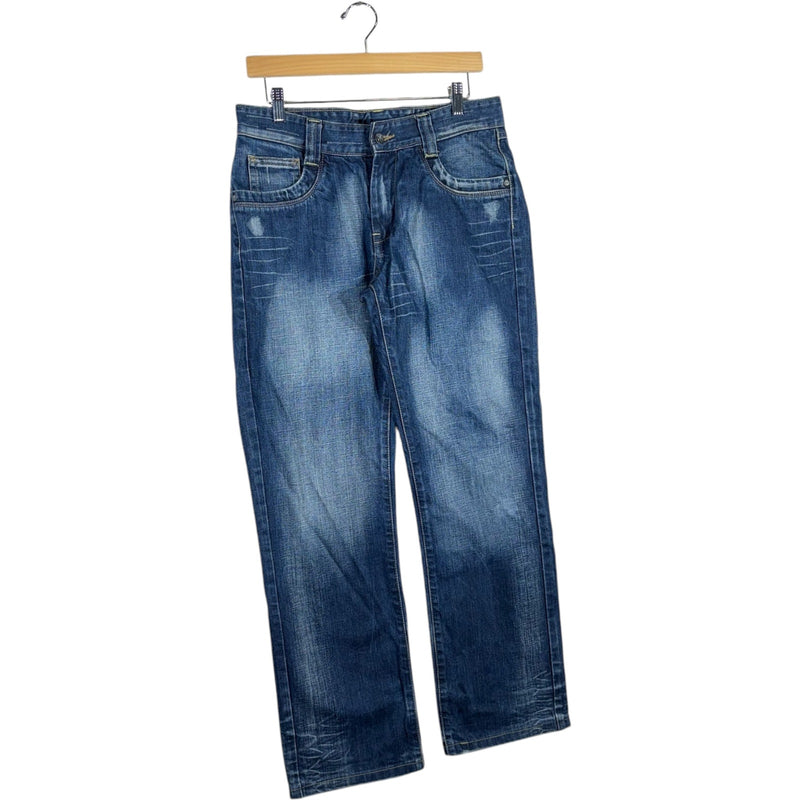 Vintage Straight Leg Zipper Pockets Fashion Denim Jeans 32 x 34