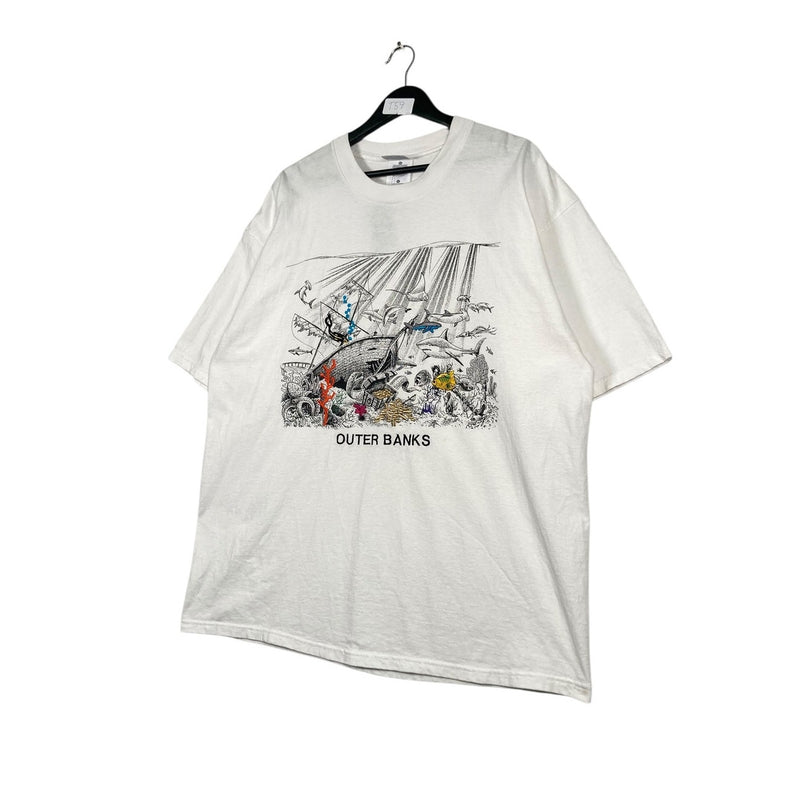 Vintage Outer Banks Sunken Ship Treasure Art T-Shirt