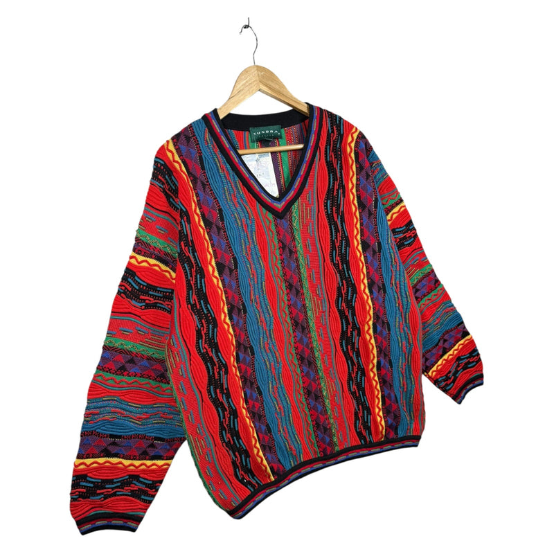 Vintage Tundra Coogi Style Knit V-Neck Sweatshirt