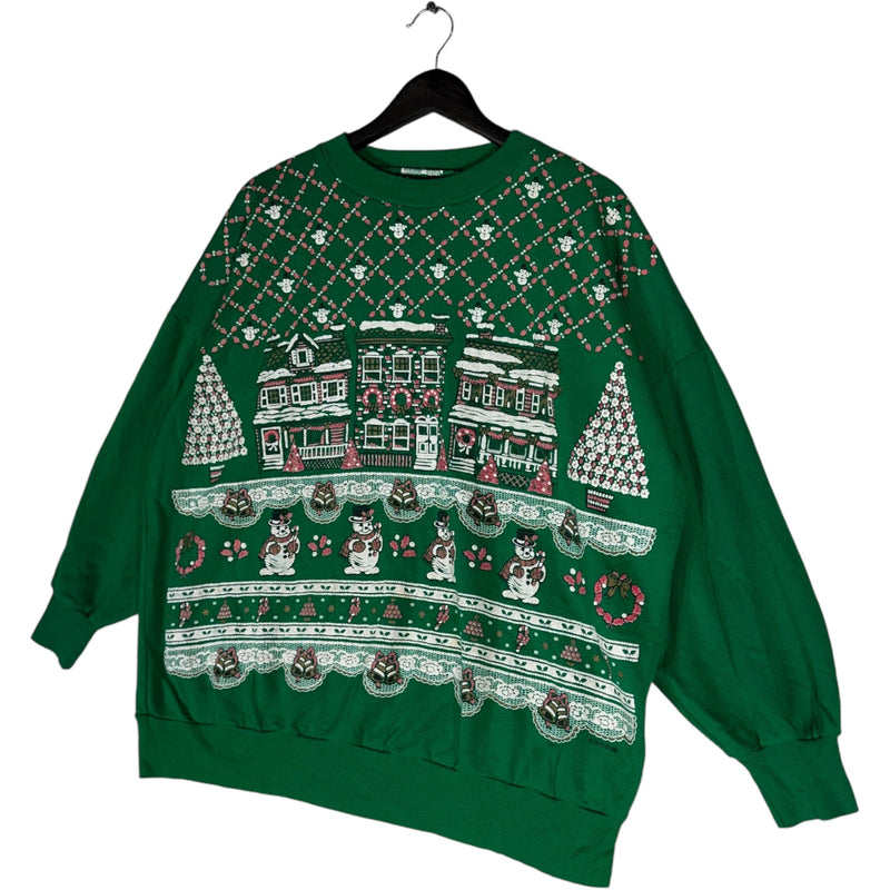 Vintage Snowy Christmas Town Holiday Crewneck 90s