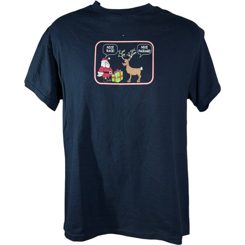 Vintage Comedic "Nice Rack Nice Package" Christmas Tee