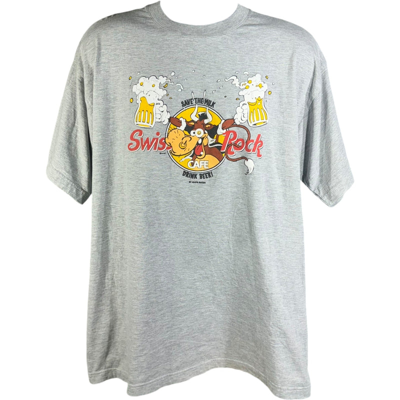 Vintage Swiss Rock Cafe "Save the Milk" Novelty Tee