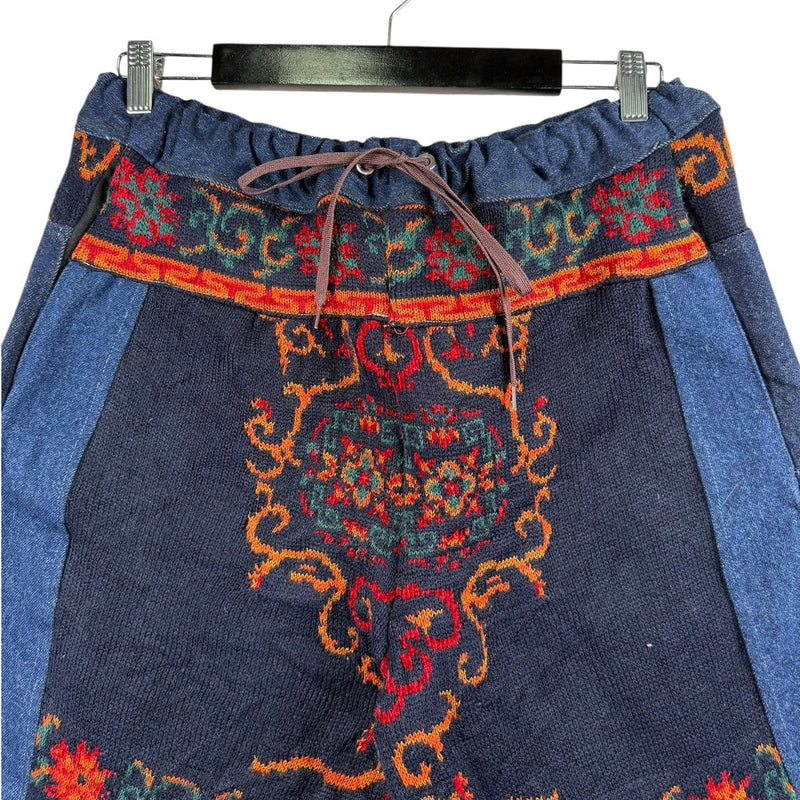 Vintage Tapestry Embroidered Patchwork Denim Shorts 34.5