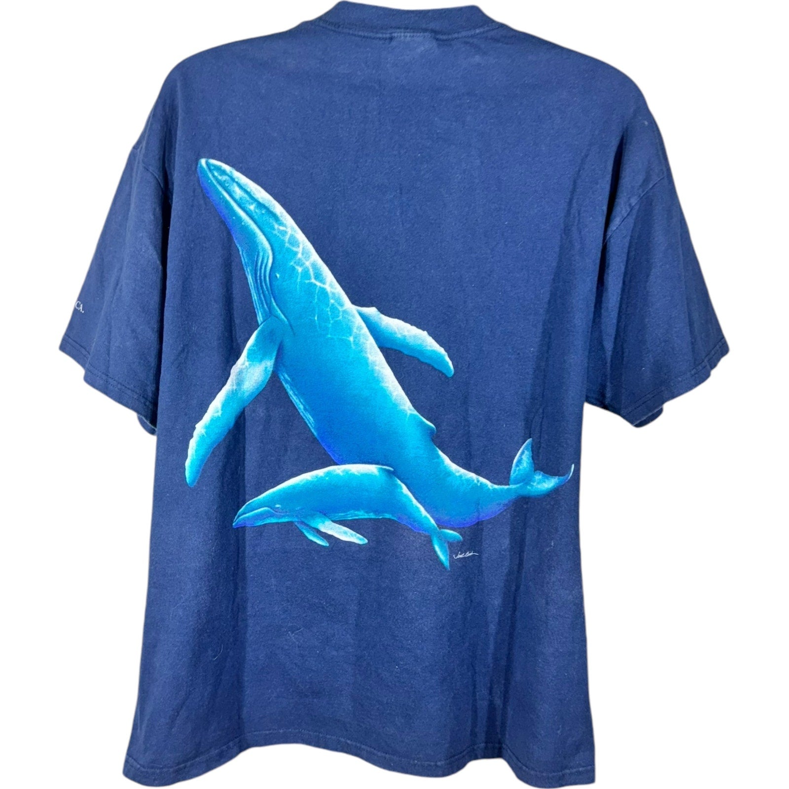 Vintage Whale and Dolphin Ocean Life Wrap Around Nature Tee