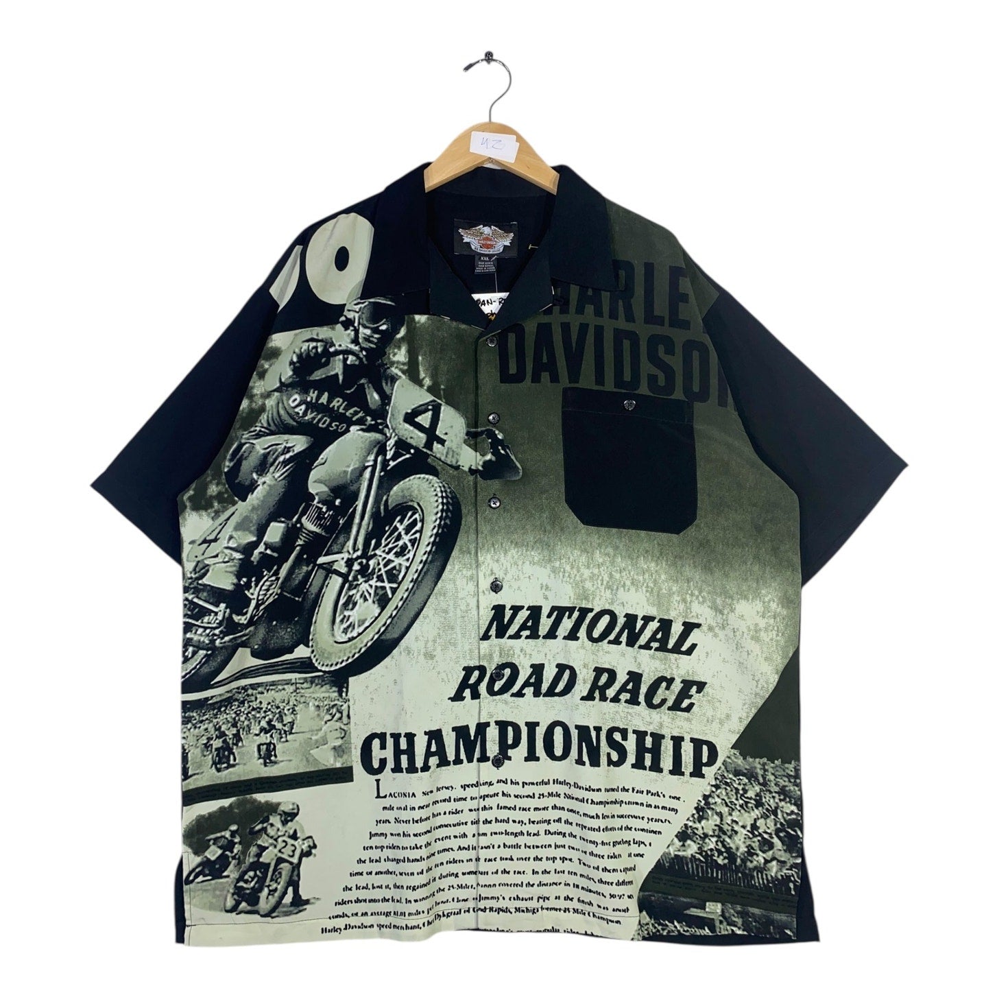 Vintage Harley Davidson Graphic Button Up Polo Shirt