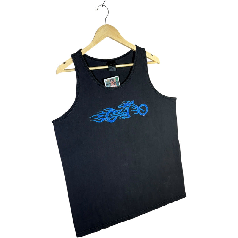 Vintage Blue Flame Motorcycle Graphic Tank Top