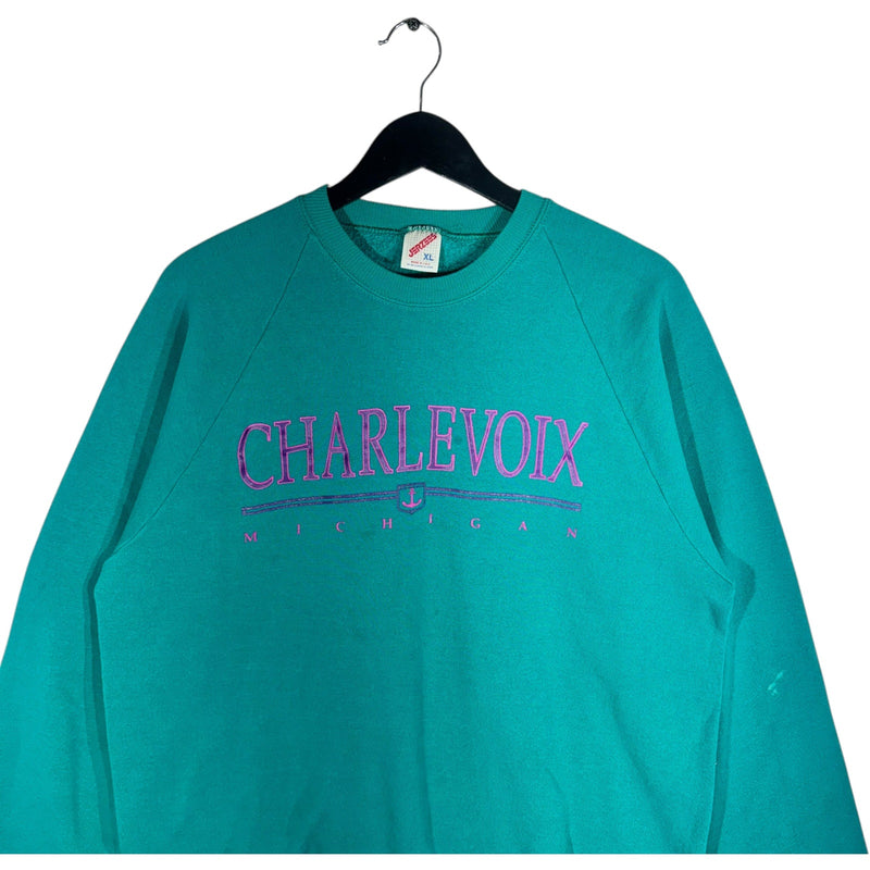 Vintage Charlevoix Michigan Spellout Souvenir Crewneck