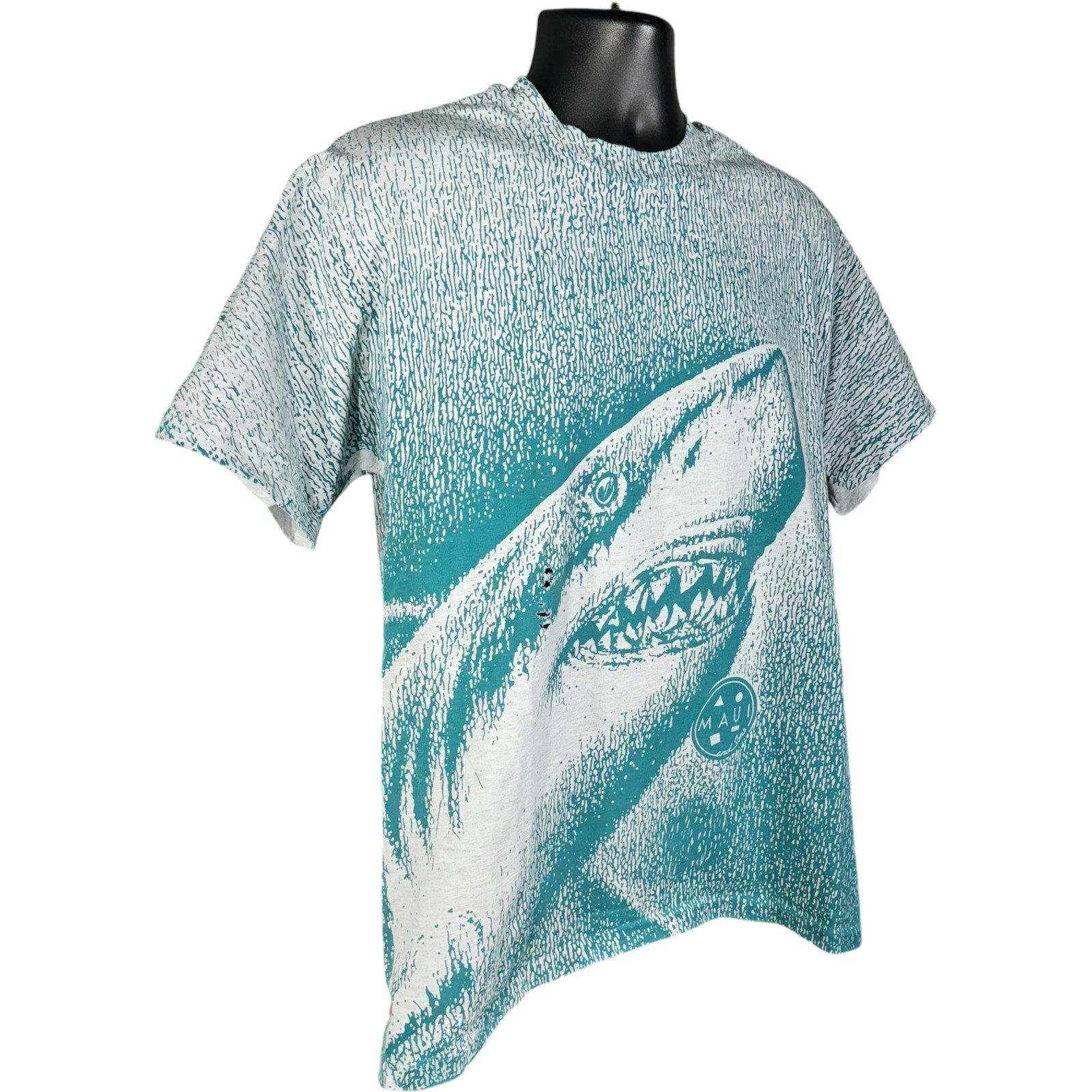 Vintage Maui & Sons Shark AOP Nature Tee 90s