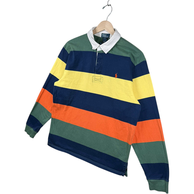 Vintage Youth Polo Ralph Lauren Striped Rugby Long Sleeve Polo