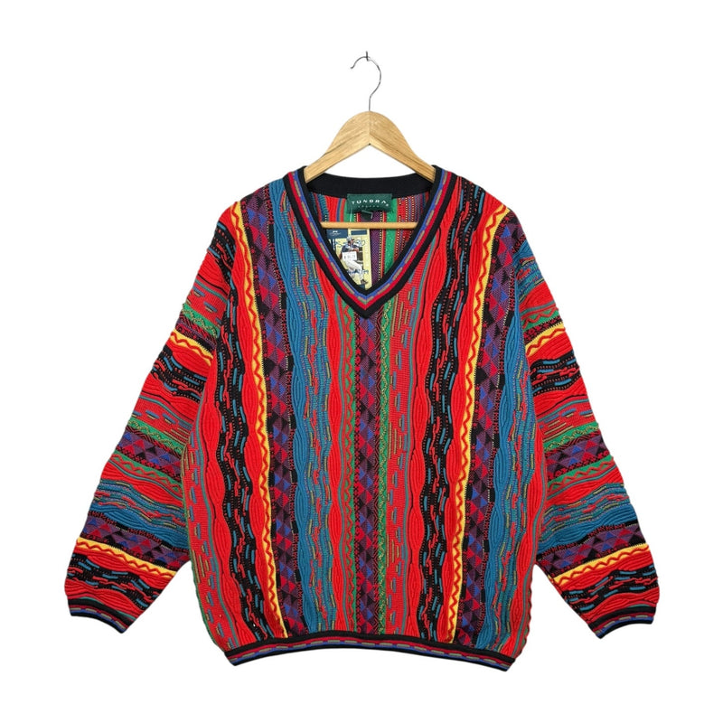 Vintage Tundra Coogi Style Knit V-Neck Sweatshirt