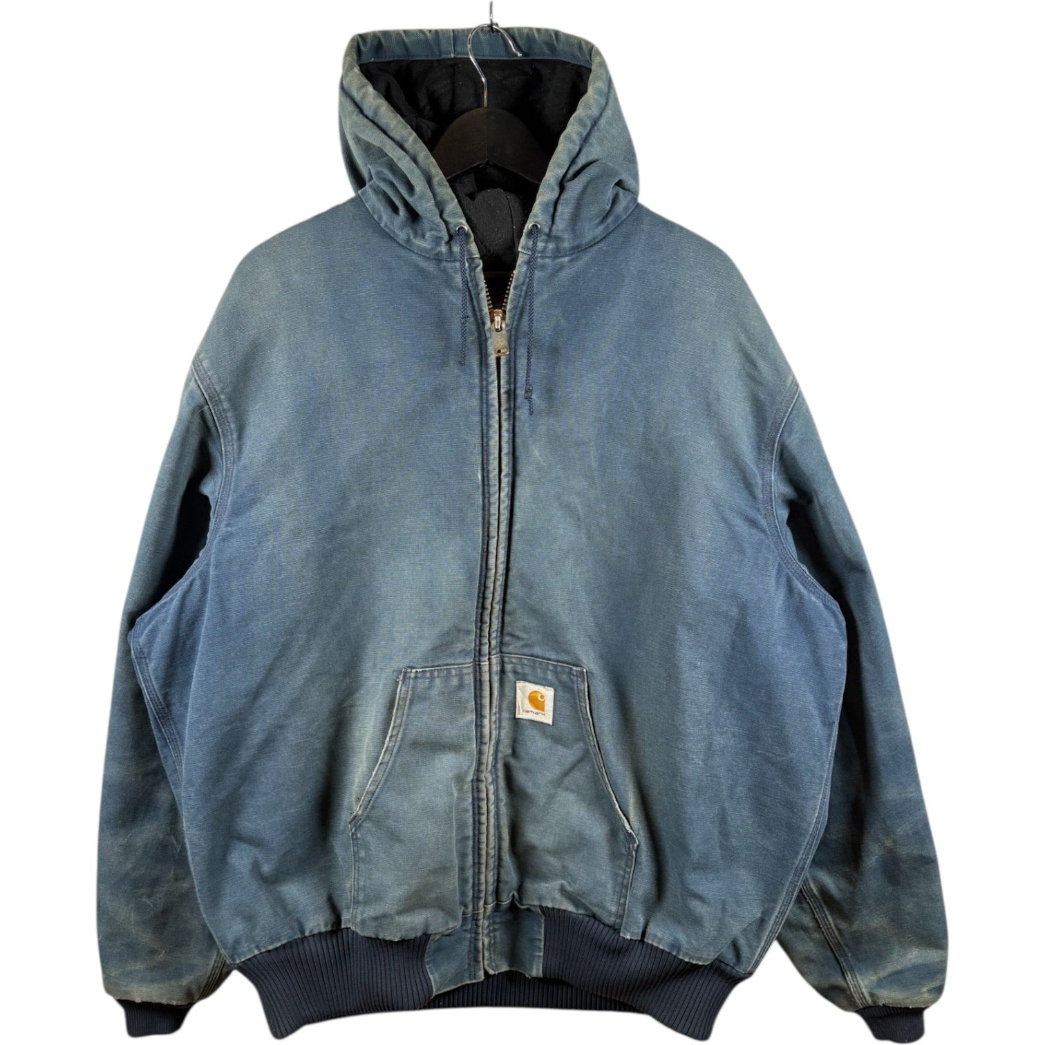 Vintage Carhartt Faded Full Zip Hooded Workwear Jacket