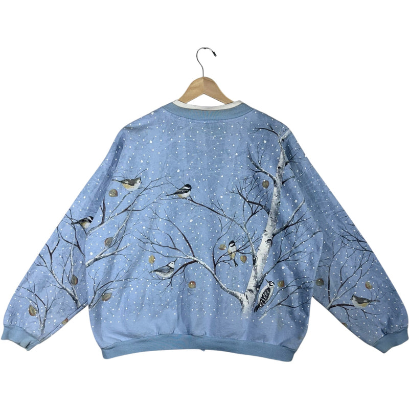 Vintage Winter Bird Button Up Crewneck
