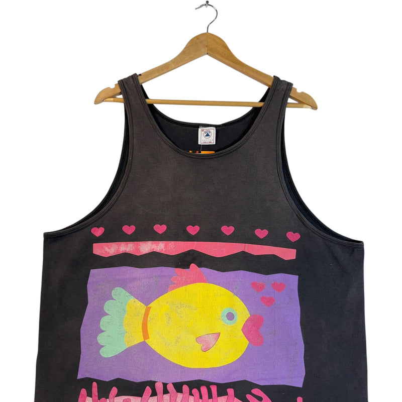 Vintage Fish Coral Drawing Tank Top