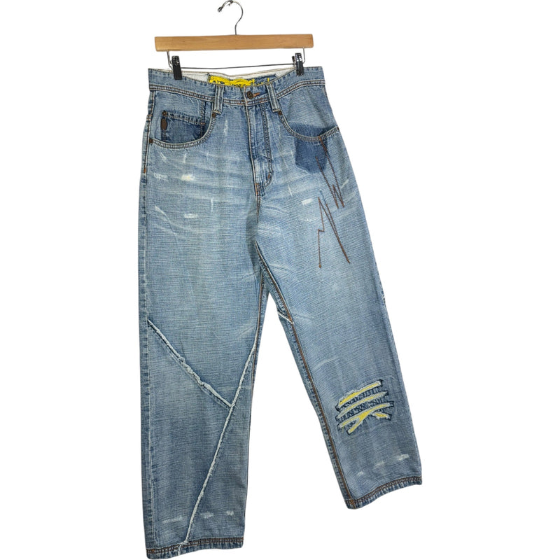 Vintage Straight Leg Contrast Stitch Denim Jeans