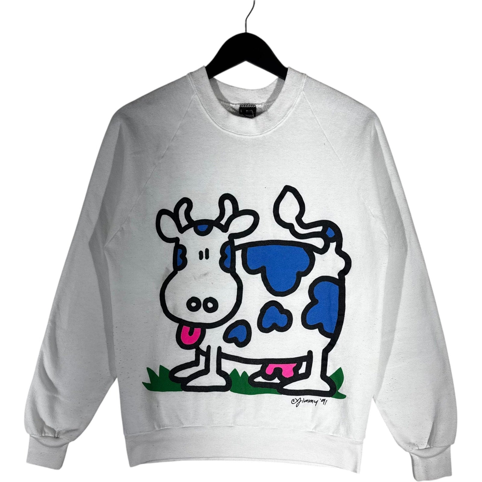 Vintage Jimmy "Cow" Pop Art Illustration Crewneck 1991