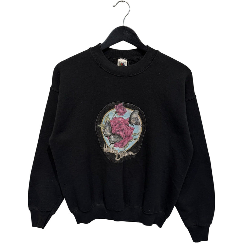 Vintage Women's Harley Davidson Rose & Butterflies Crewneck