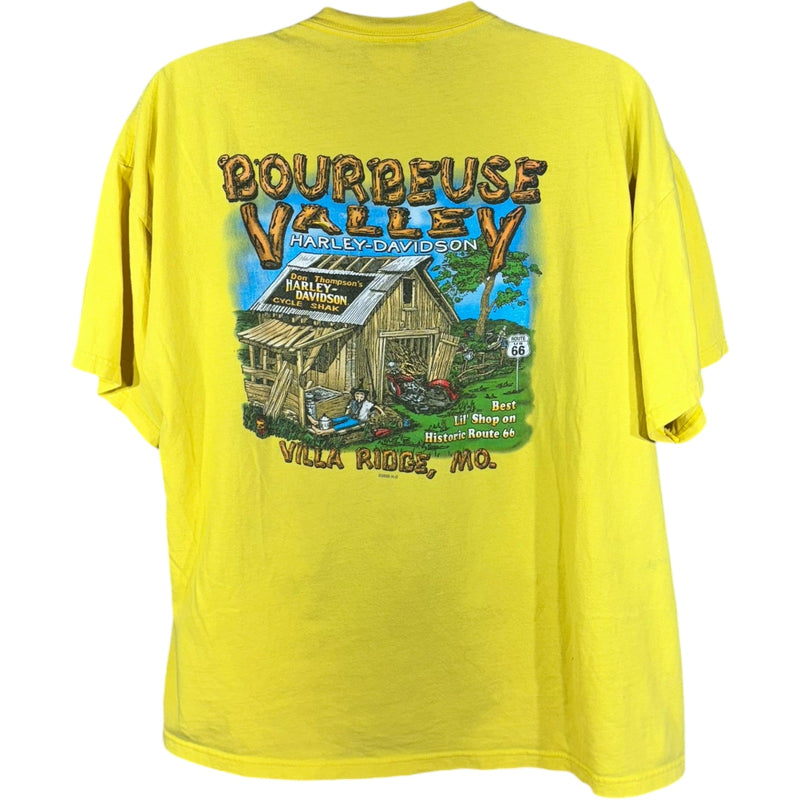 Vintage Harley Davidson Bourbeuse Valley Log Cabin Tee