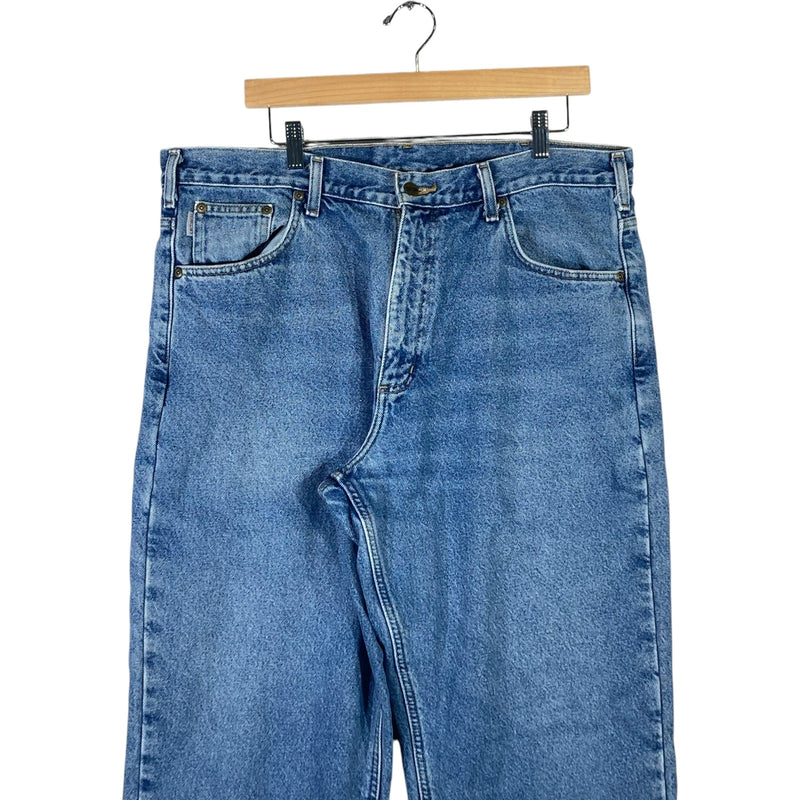 Vintage Carhartt Flannel Lined Denim Jeans Men's 38x30