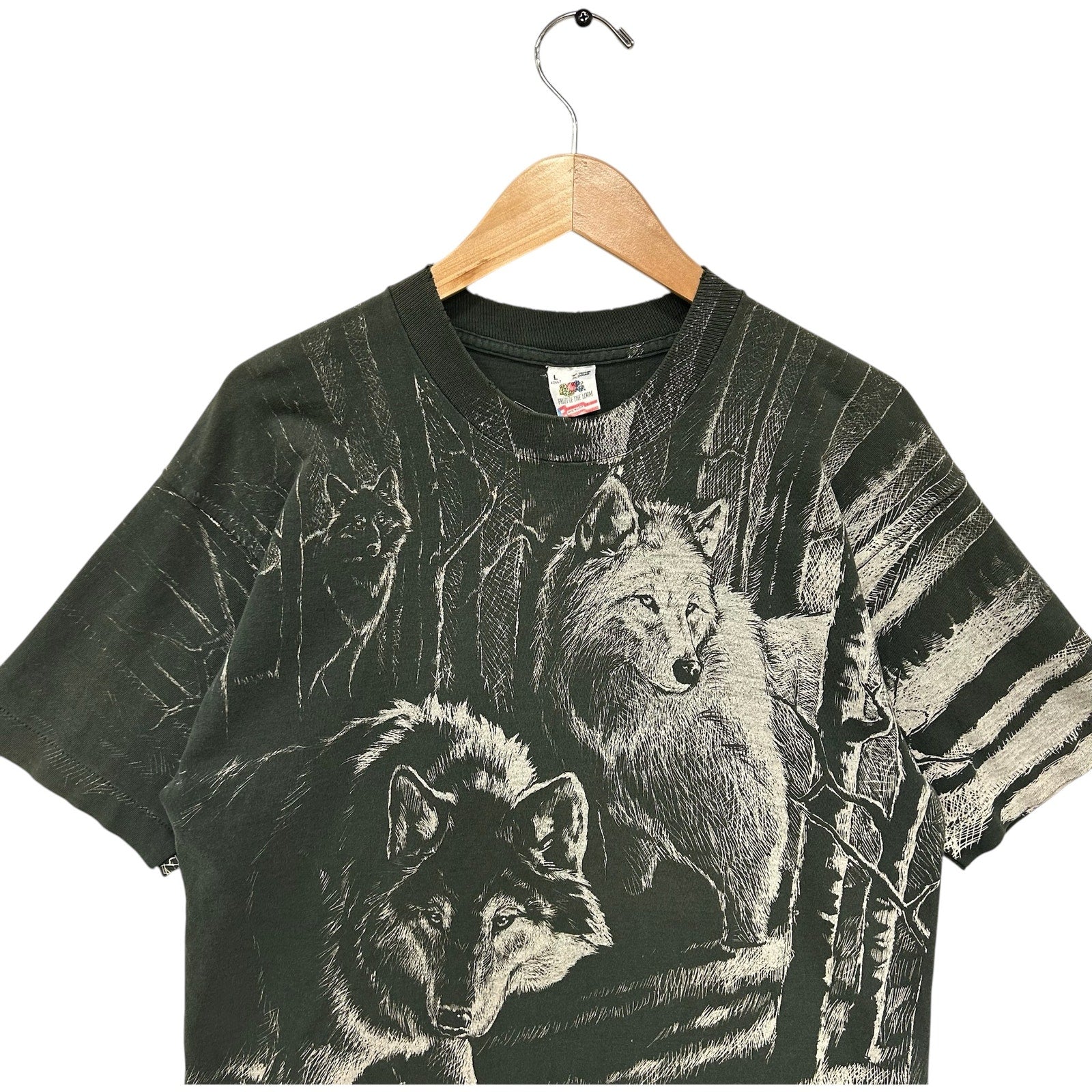 Vintage Wolf Pack Double Sided AOP Nature Tee