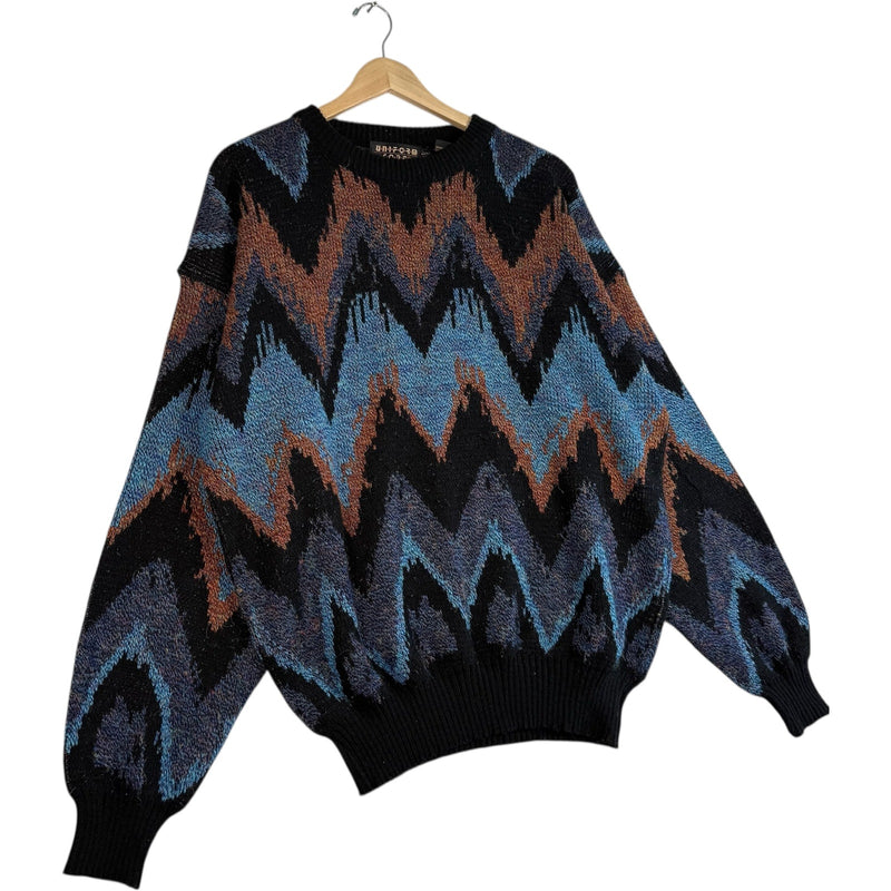 Vintage Uniform Code 3D Patterned Pullover Sweater