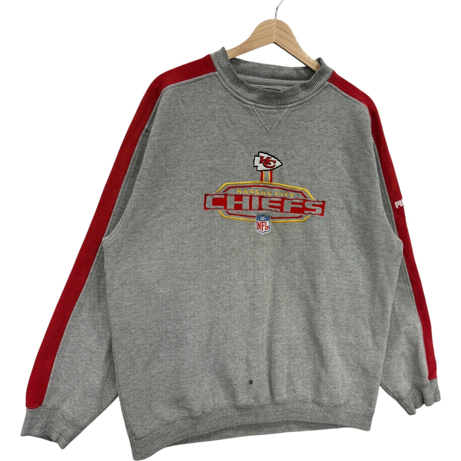 Vintage Puma Kansas City Chiefs Embroidered Spellout NFL Crewneck