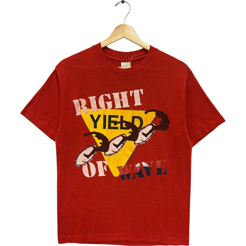 Vintage "Yield Right Of Wave" Road Sign Surfing Tee