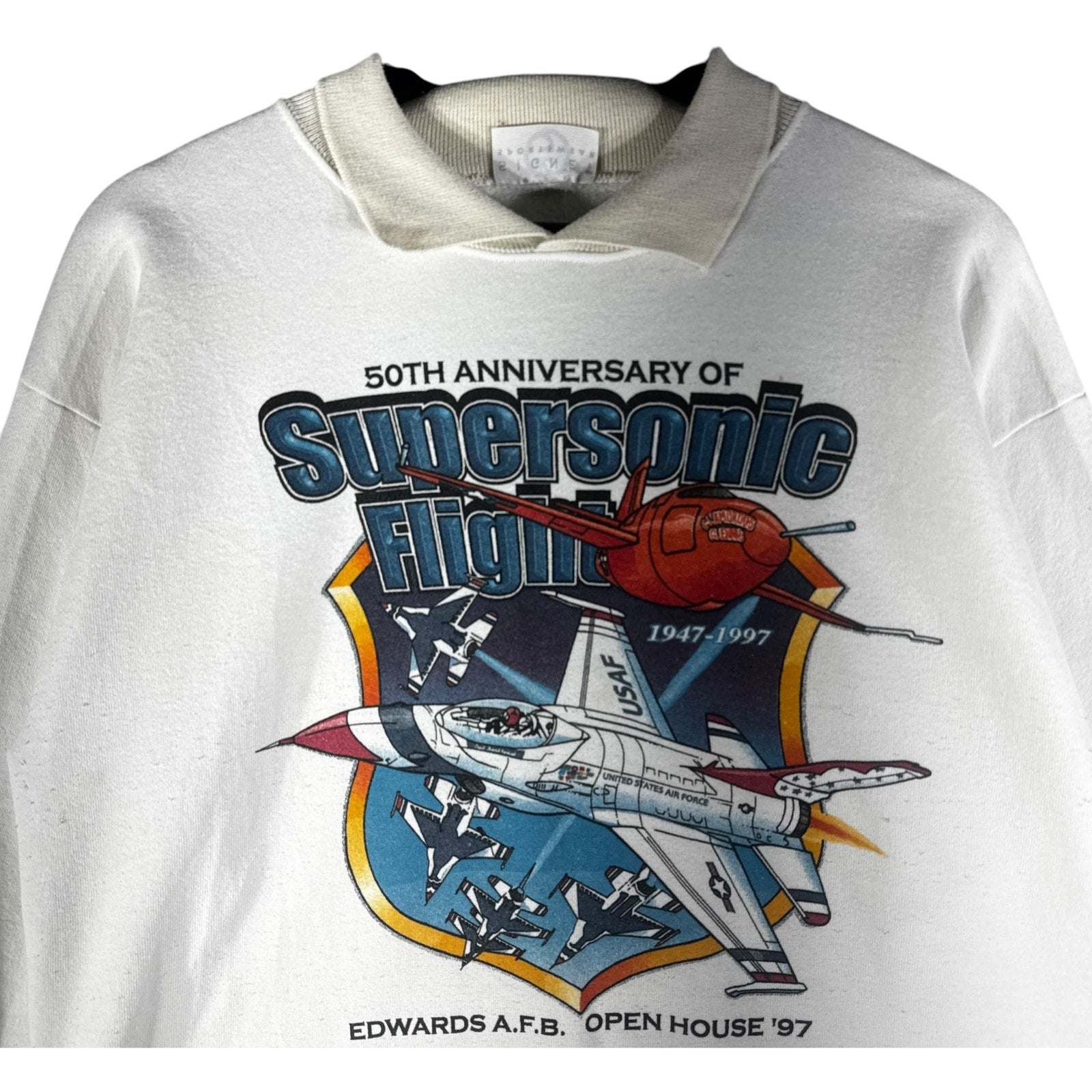 Vintage Supersonic Flight Edwards 50th Anniversary Collared Crewneck